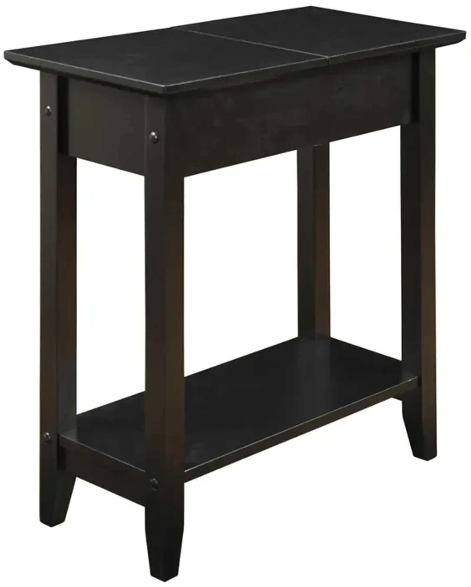 Convenience Concepts American Heritage Flip Top End Table with Shelf, Black