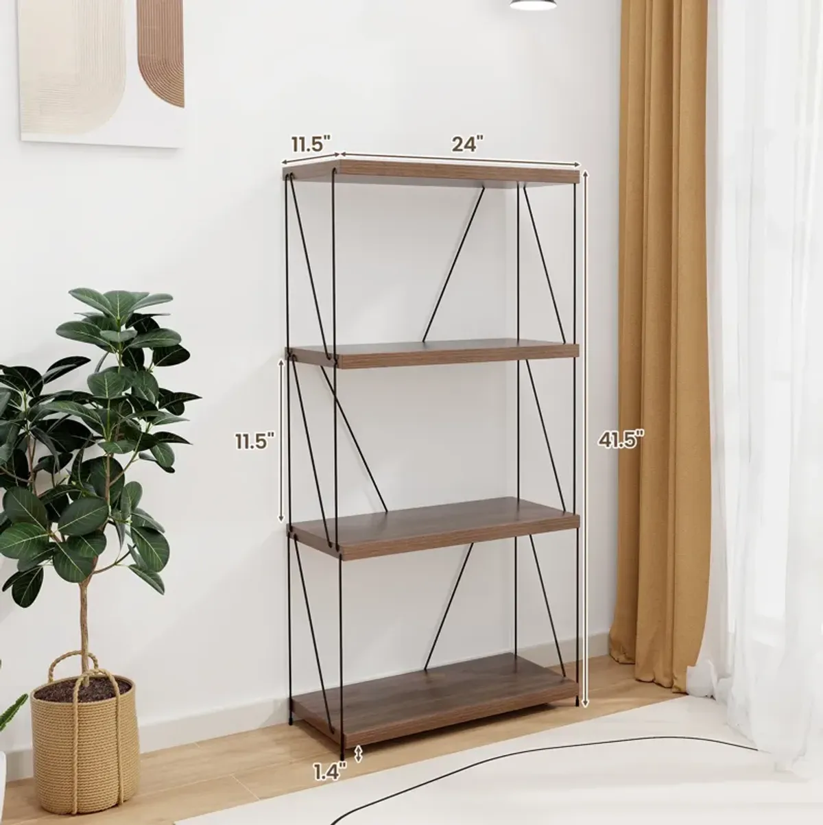 Multipurpose Display Rack with Metal Frame, Tiered Shelving