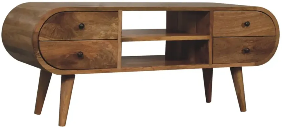 Oak-ish Circular Media Unit with 2 Open Slots