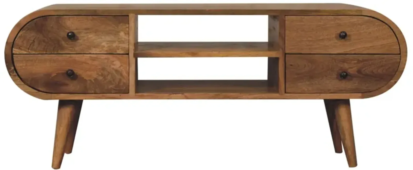 Oak-ish Circular Media Unit with 2 Open Slots