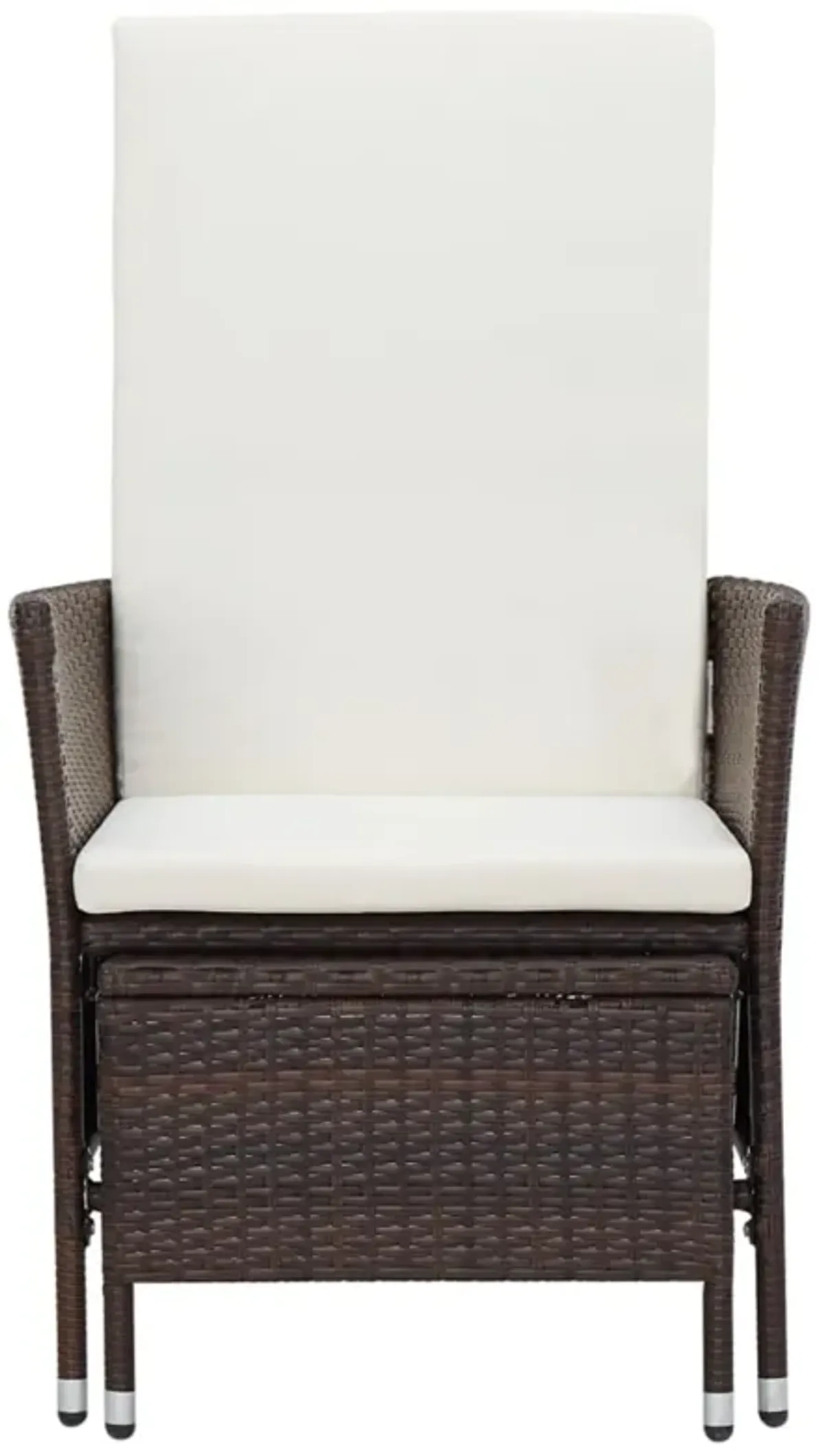 vidaXL Reclining Garden Chair with Cushions Poly Rattan Brown