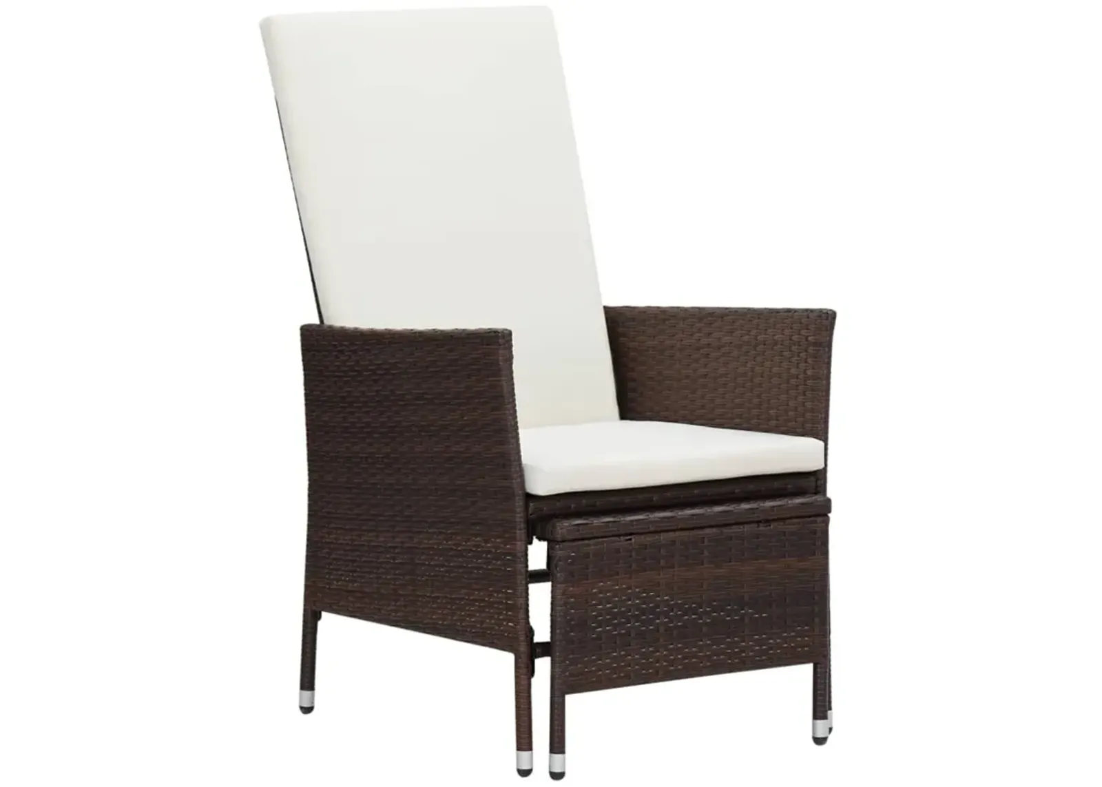 vidaXL Reclining Garden Chair with Cushions Poly Rattan Brown