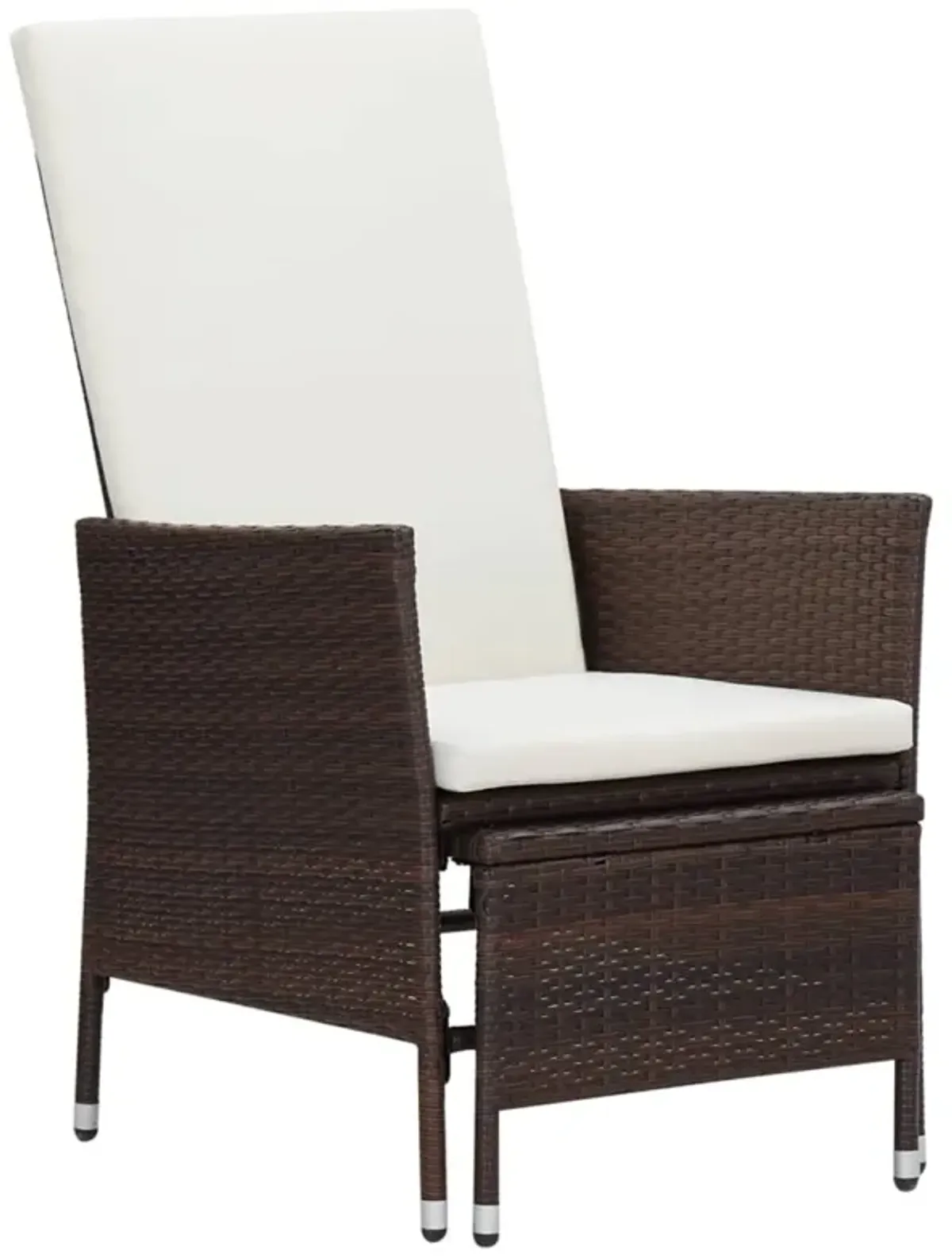 vidaXL Reclining Garden Chair with Cushions Poly Rattan Brown