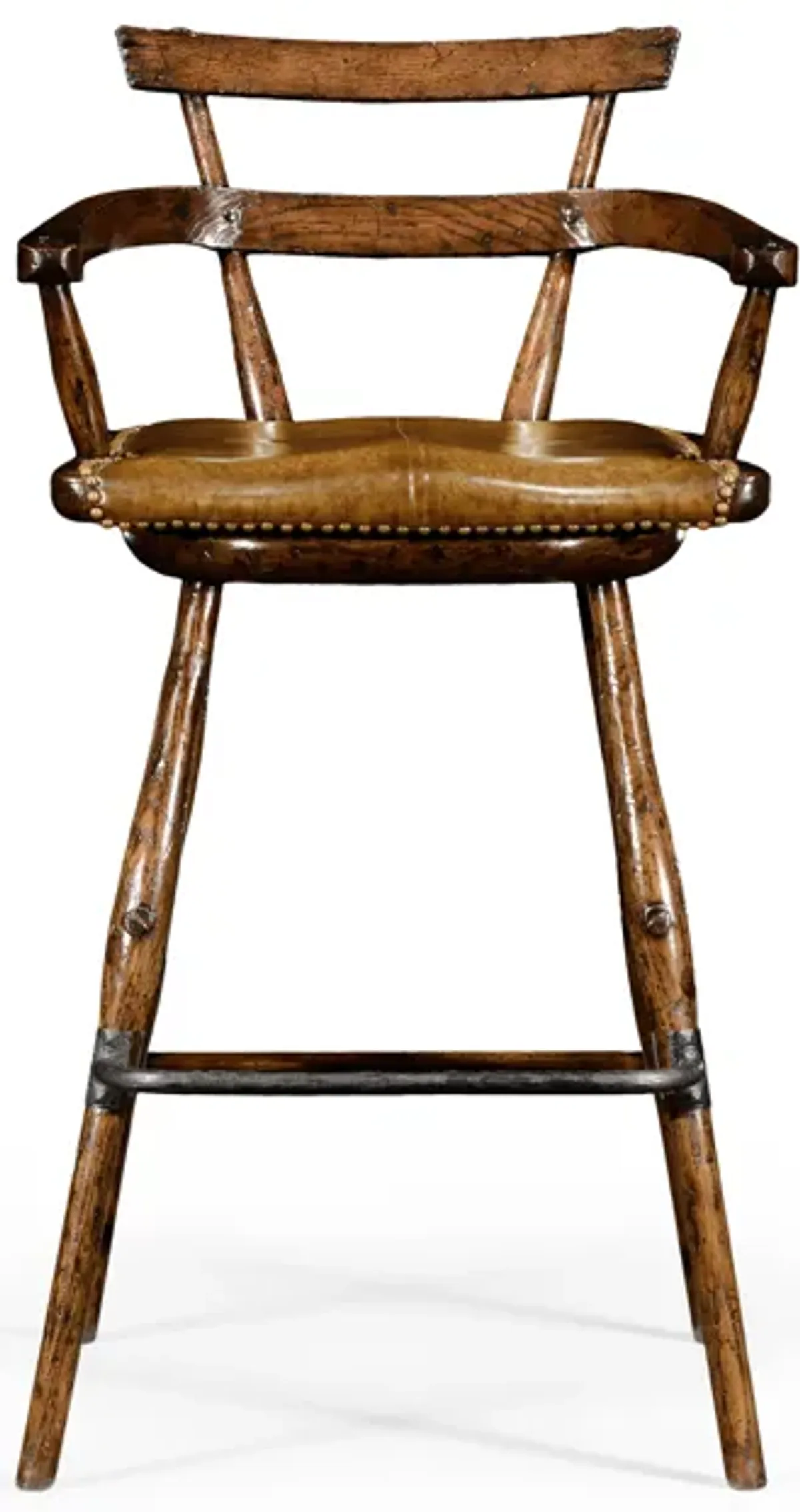 Tudor Studded Leather Bar Stool