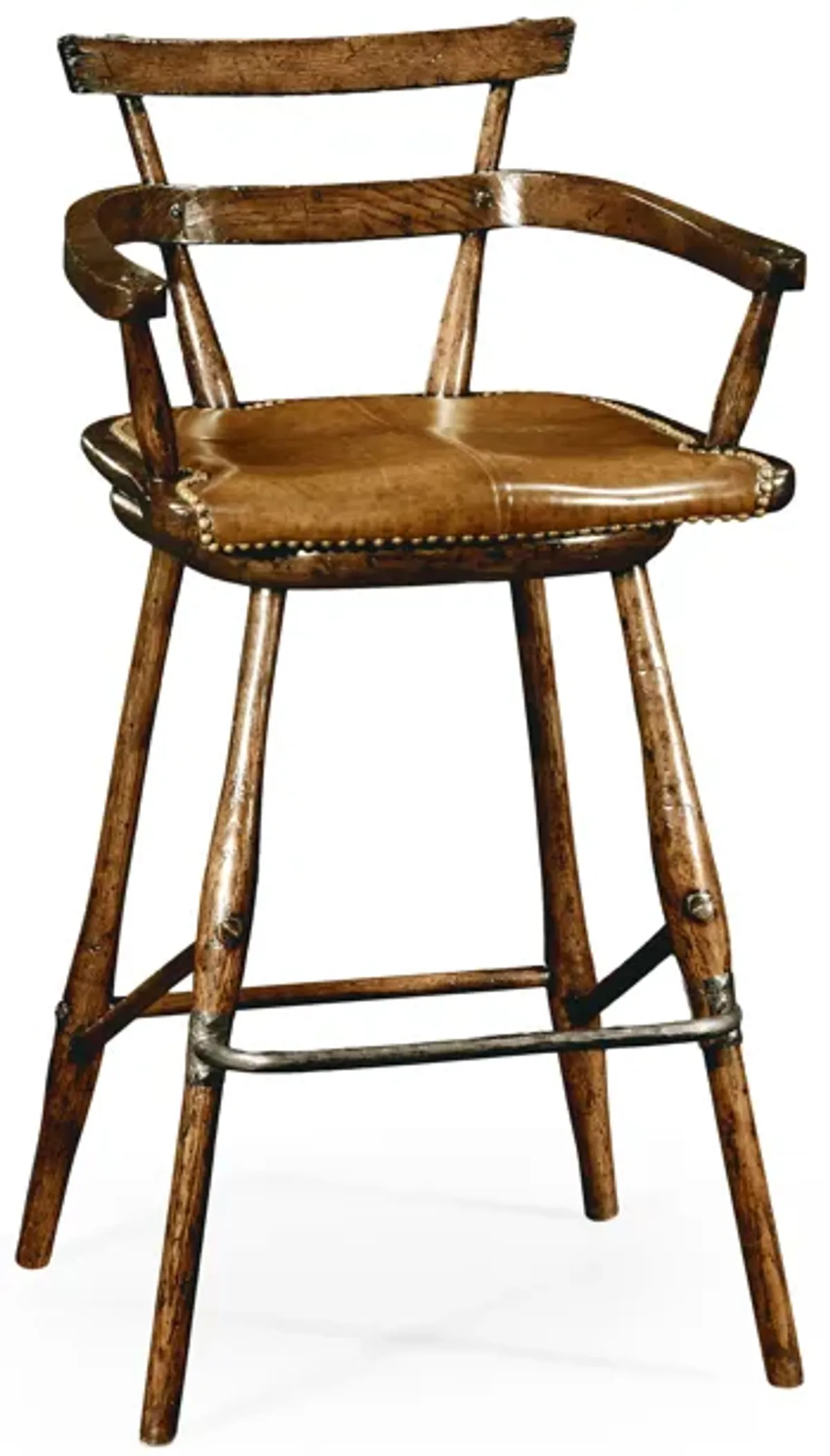 Tudor Studded Leather Bar Stool