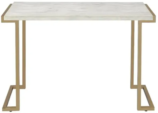 Faux Marble Coffee Table with Iron Frame for Modern Living Room Style