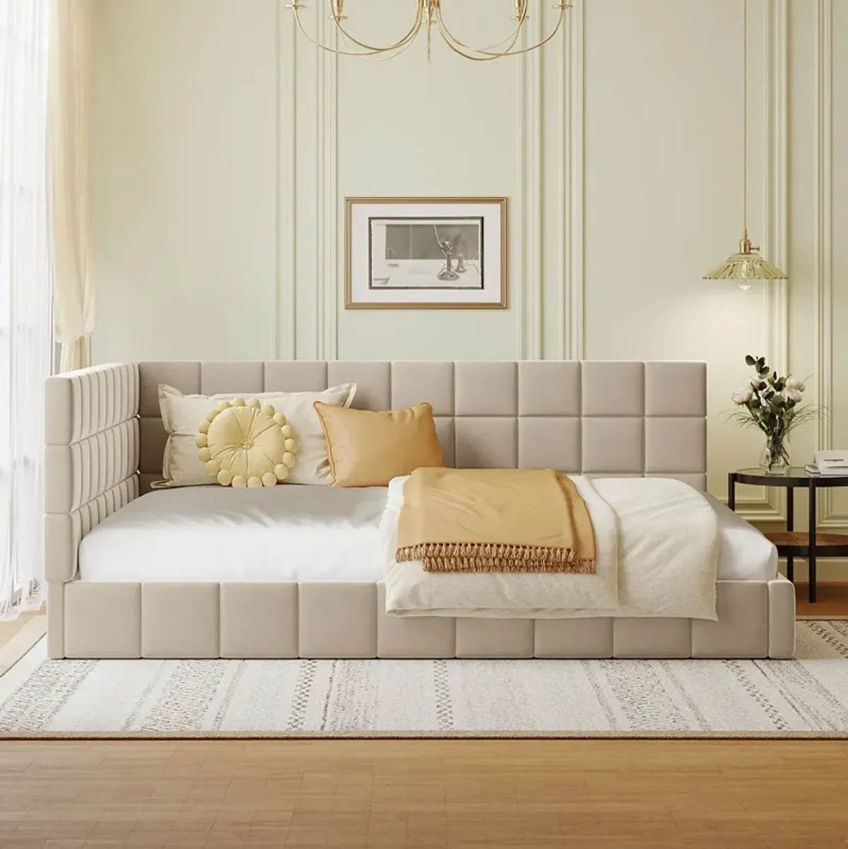 Modern Upholstered Daybed Sofa Bed Frame for Living Room or Bedroom