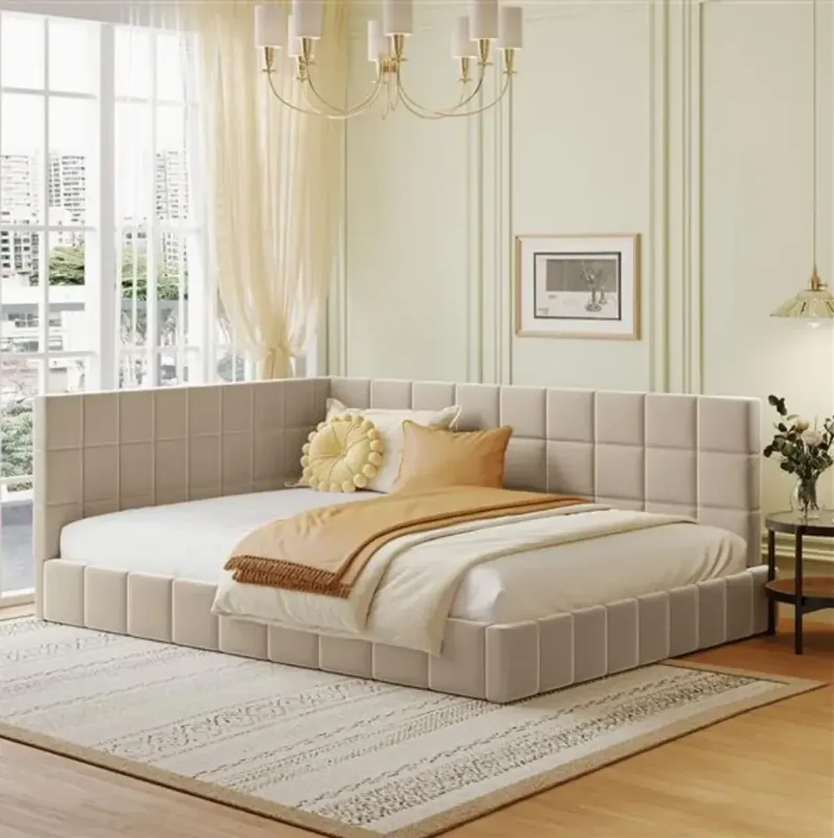 Modern Upholstered Daybed Sofa Bed Frame for Living Room or Bedroom