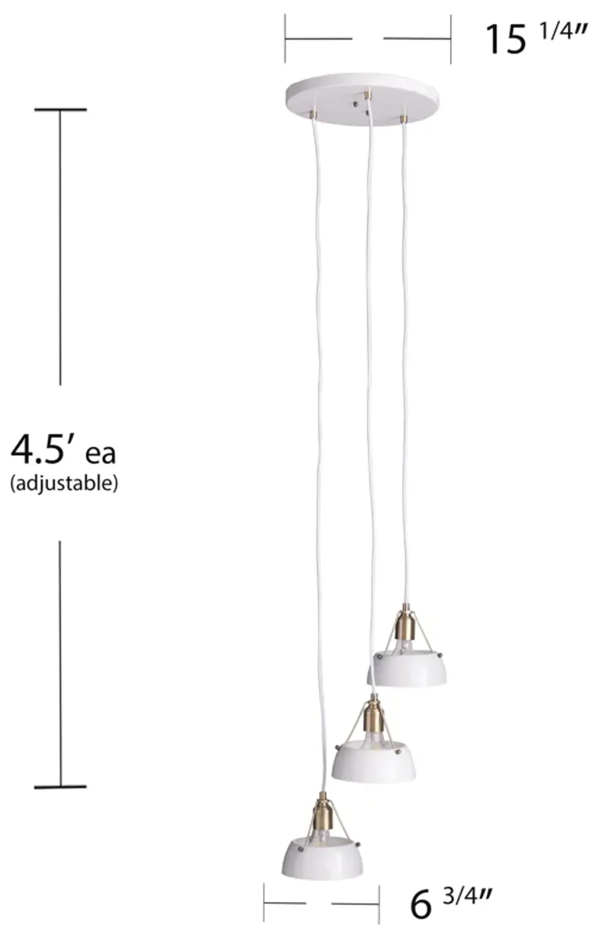 Renmarco Contemporary 3-Light Cluster Pendant in White