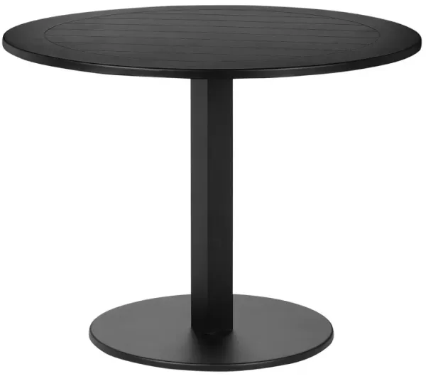 Keli 35 Inch Round Dining Table, Black Aluminum Frame, Foldable Design-Benzara