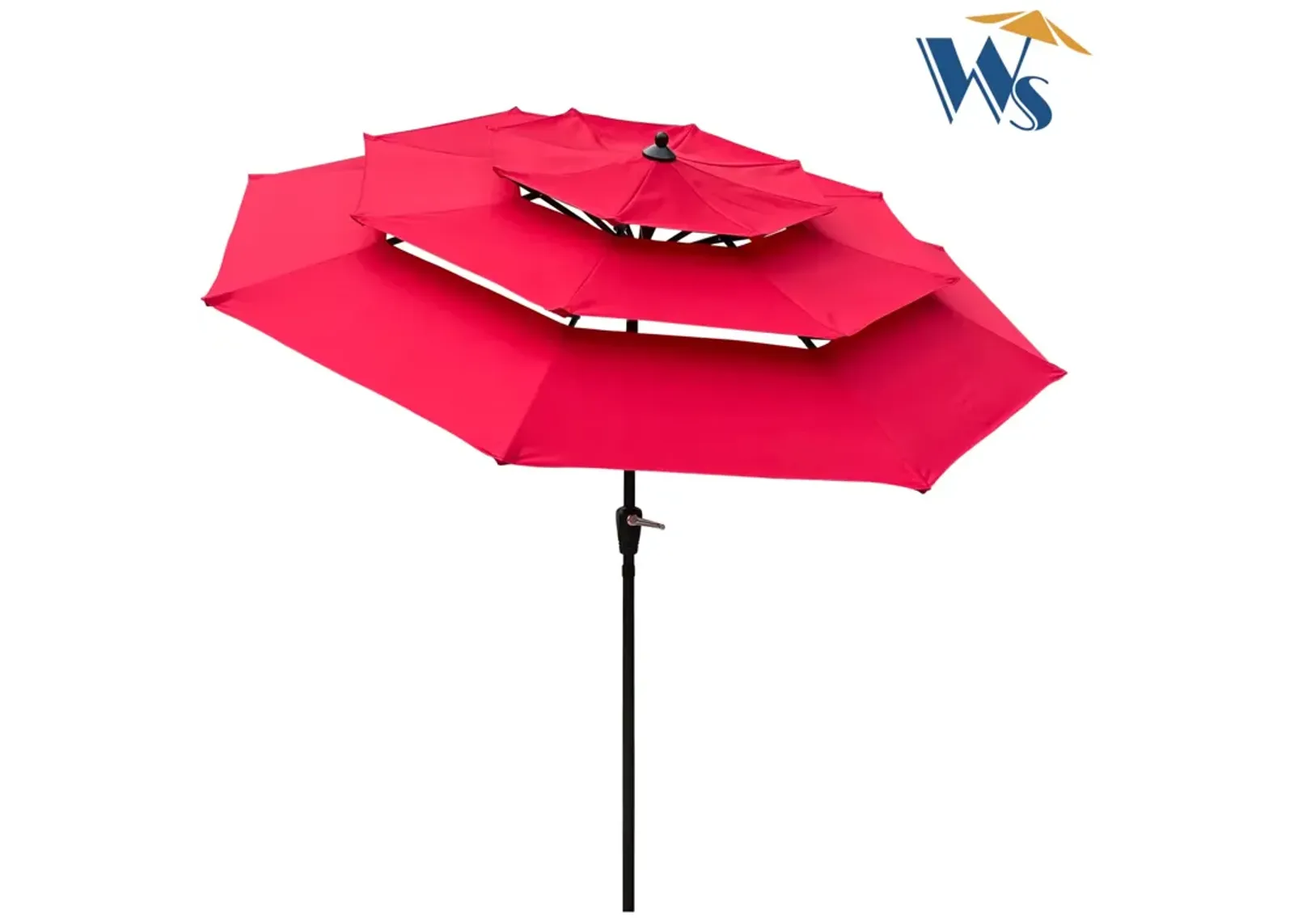 9FT 3-Tiers Outdoor Patio Umbrella With Crank And Tilt And Wind Vents For Garden Backyard