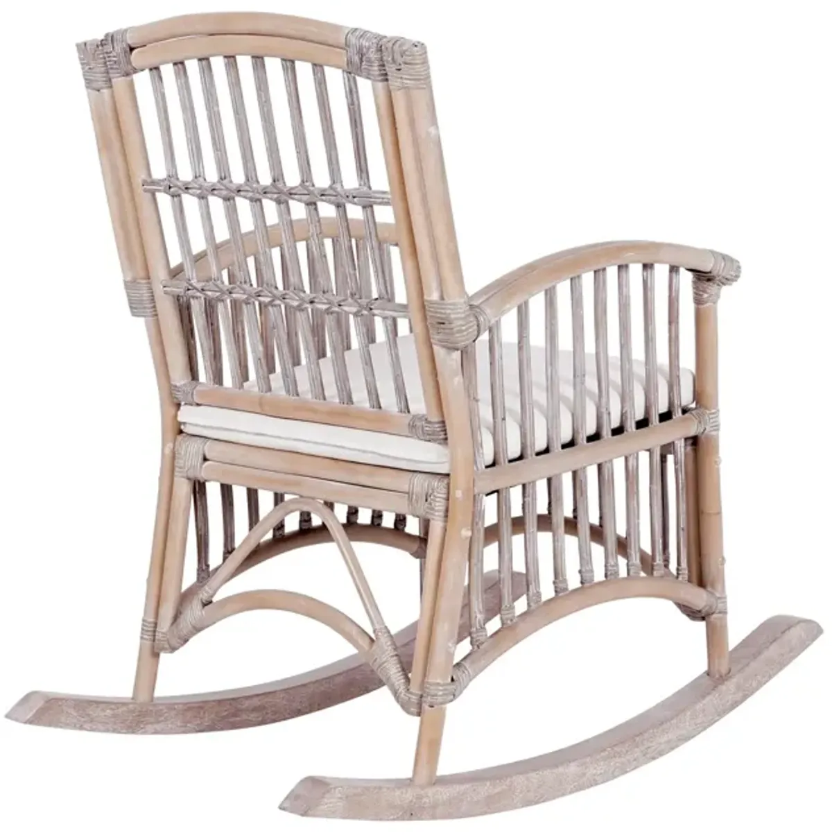 Swayze Bohemian Farmhouse Woven Rattan/Wood Rocking Chair