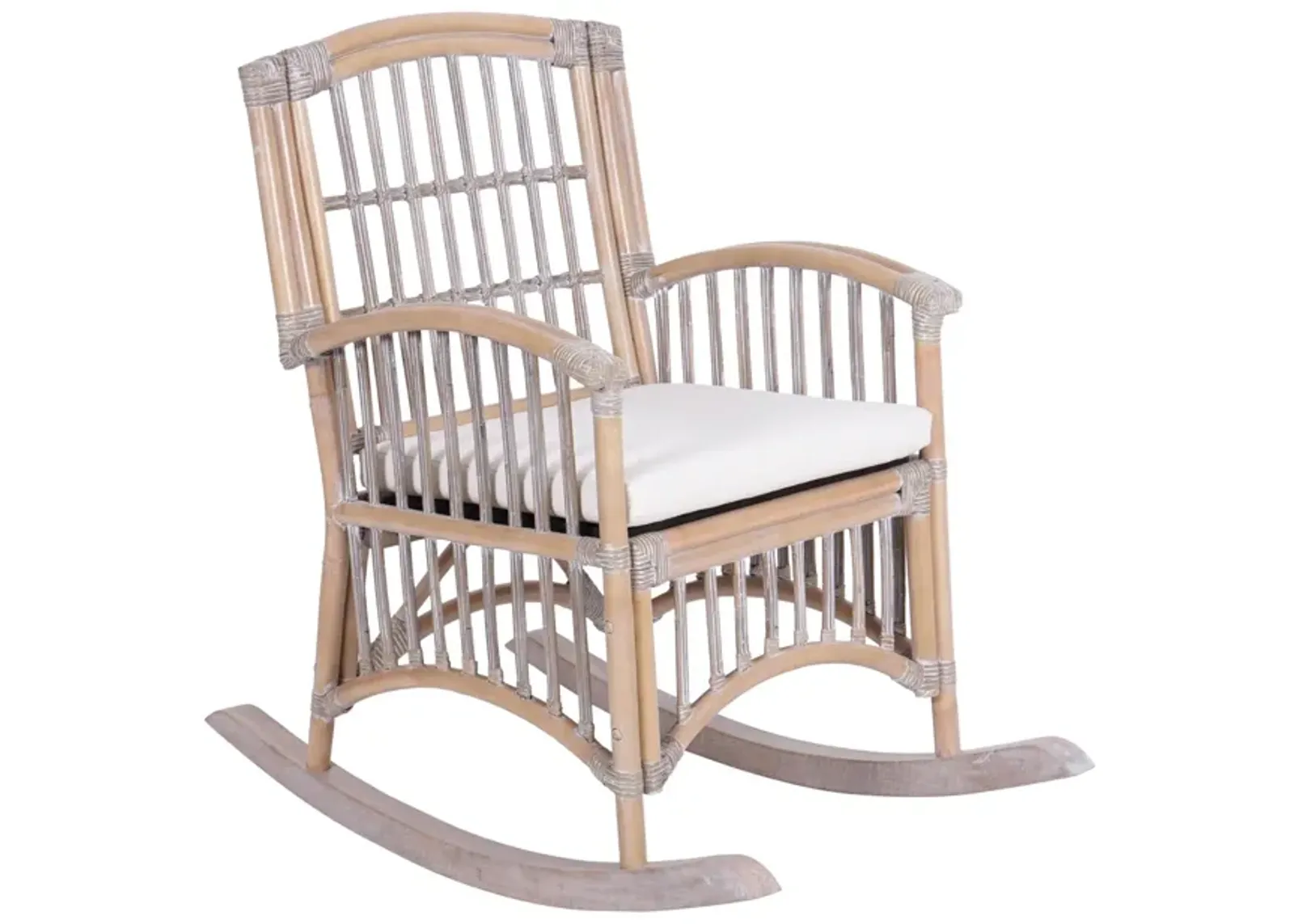 Swayze Bohemian Farmhouse Woven Rattan/Wood Rocking Chair