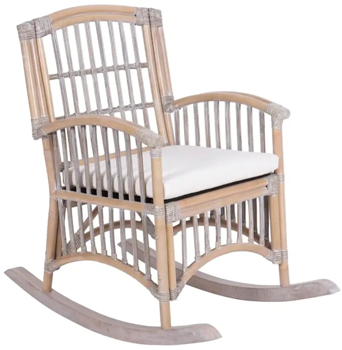 Swayze Bohemian Farmhouse Woven Rattan/Wood Rocking Chair