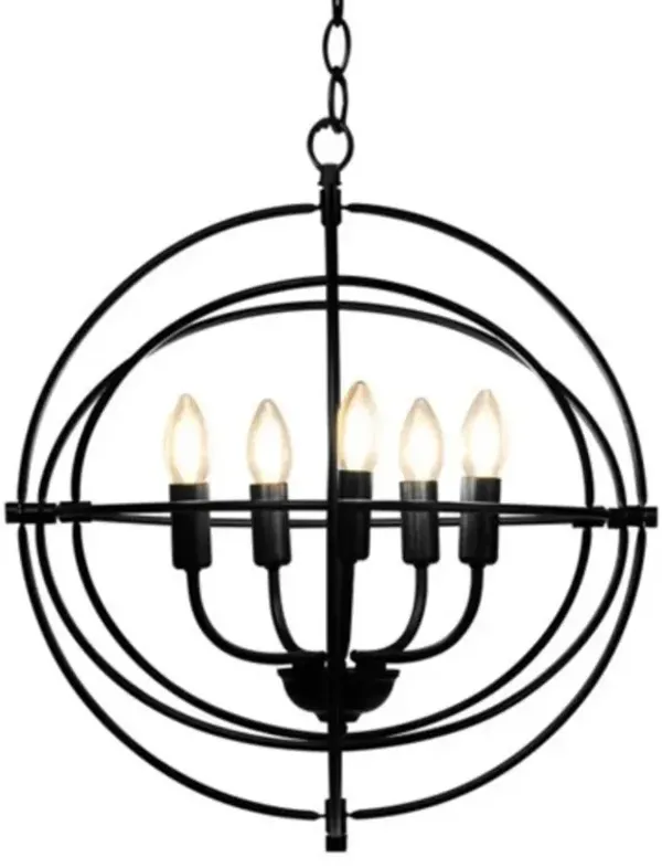 5-Light Industrial Rotating Metal Chandelier for Dining Room