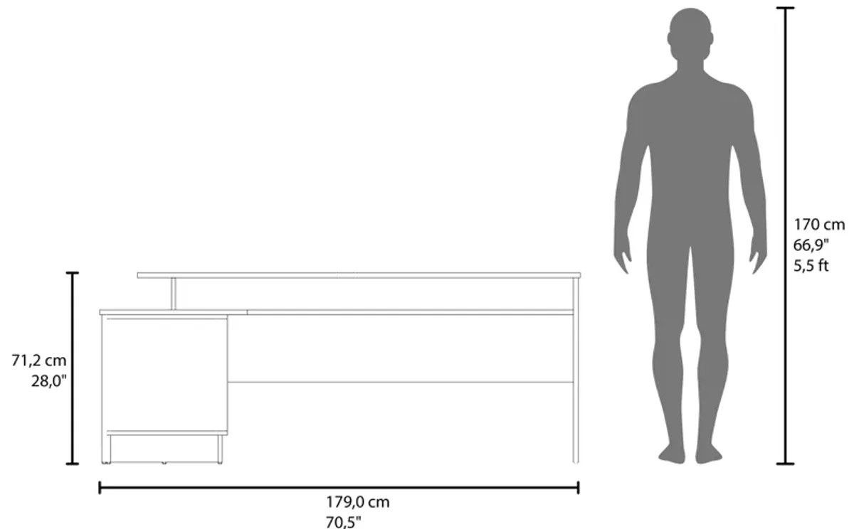 Pelican L-Shaped Desk 28" H, 1 Door, 5 Shelves, White