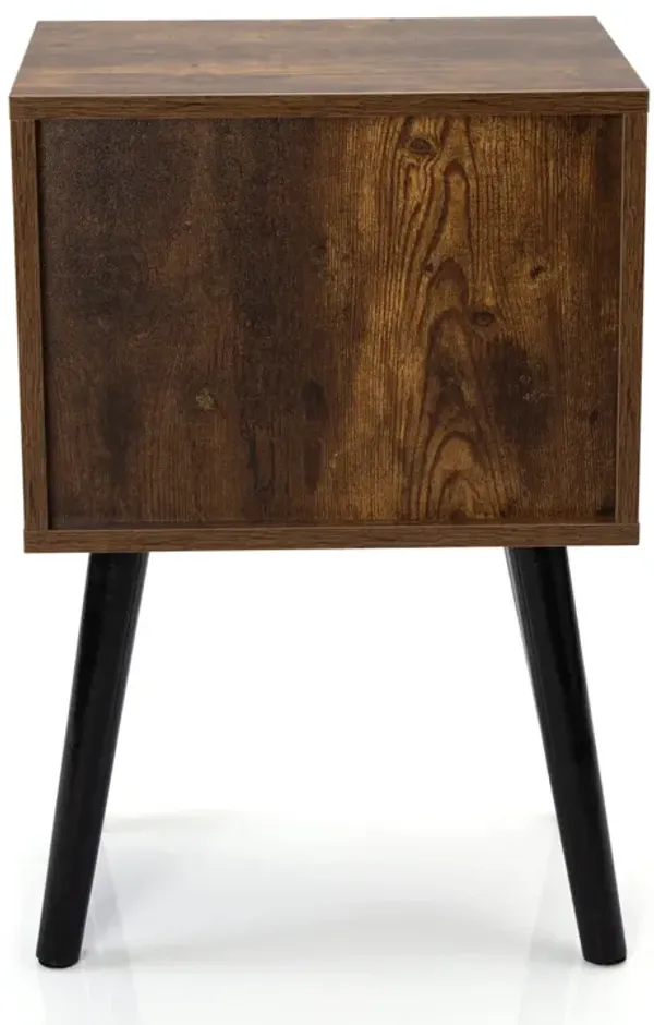 Streamdale Mid Century Nightstands with Drawer - Rustic Brown