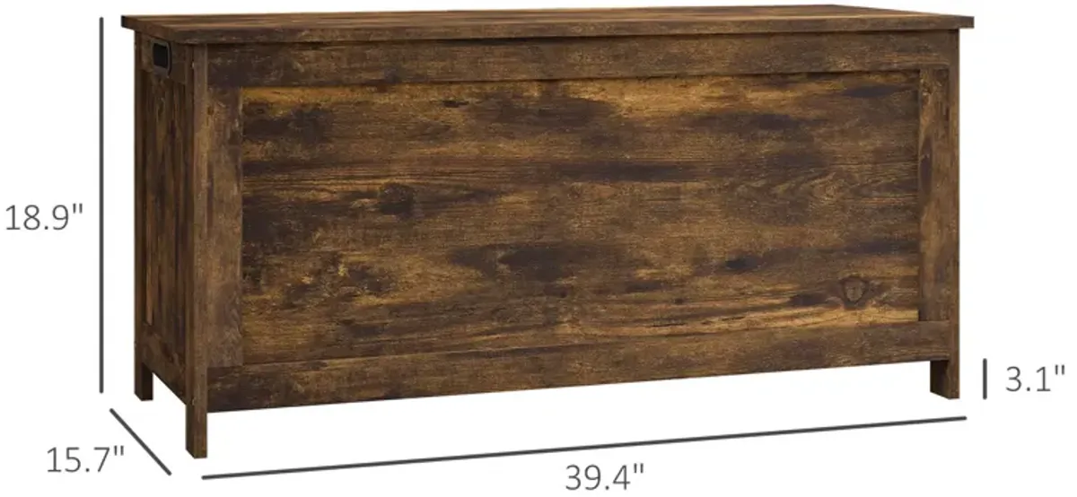 HOMCOM Storage Chest with 2 Safety Hinges, Wooden Toy Box for Living Room