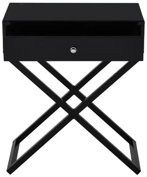Streamdale Kodak Side Table with Glass Top and Metal Base