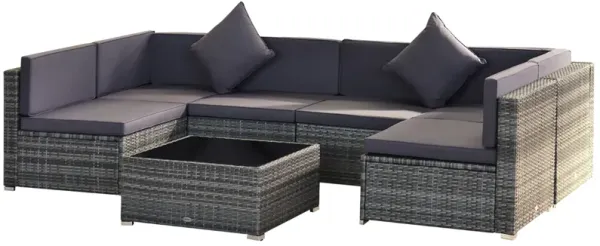 7PC Rattan Wicker Sofa Set Sectional Couch Cushioned Furniture Patio Outdoor