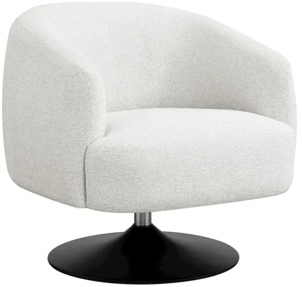 Dave Upholstered Barrel Back Swivel Club Chair Beige