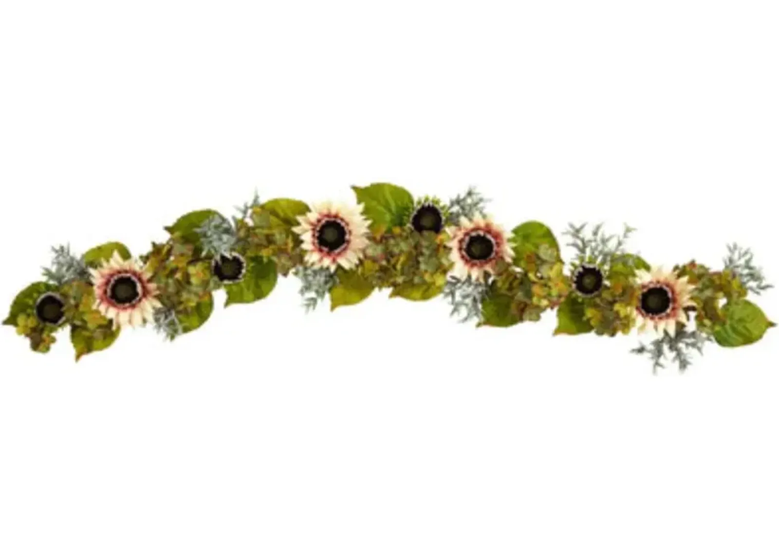 HomPlanti 5" White Sunflower and Hydrangea Artificial Garland