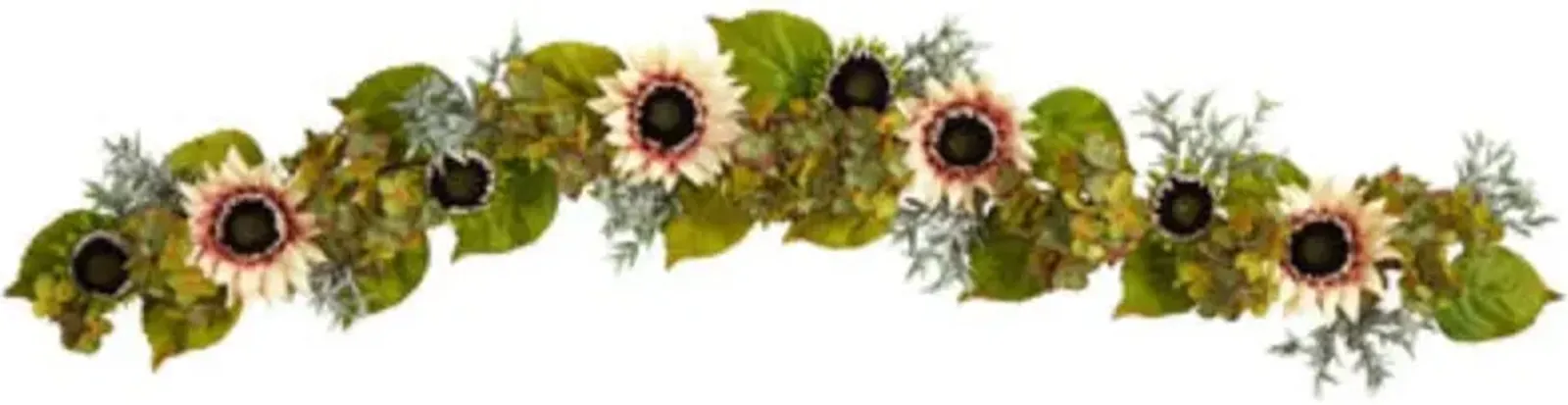 Hivvago 5" White Sunflower and Hydrangea Artificial Garland