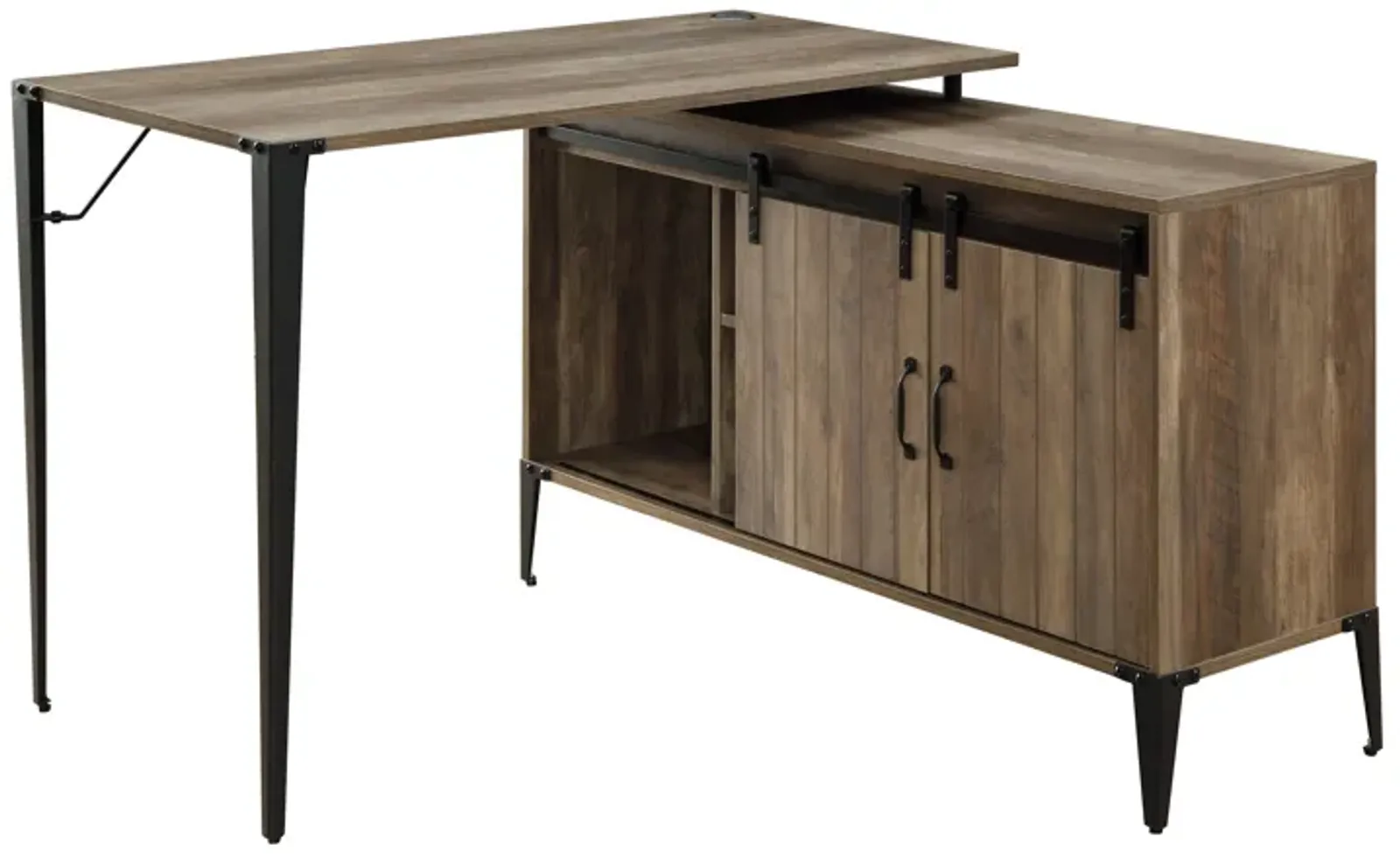 ACME Zakwani Writing Desk, Rustic Oak & Black Finish