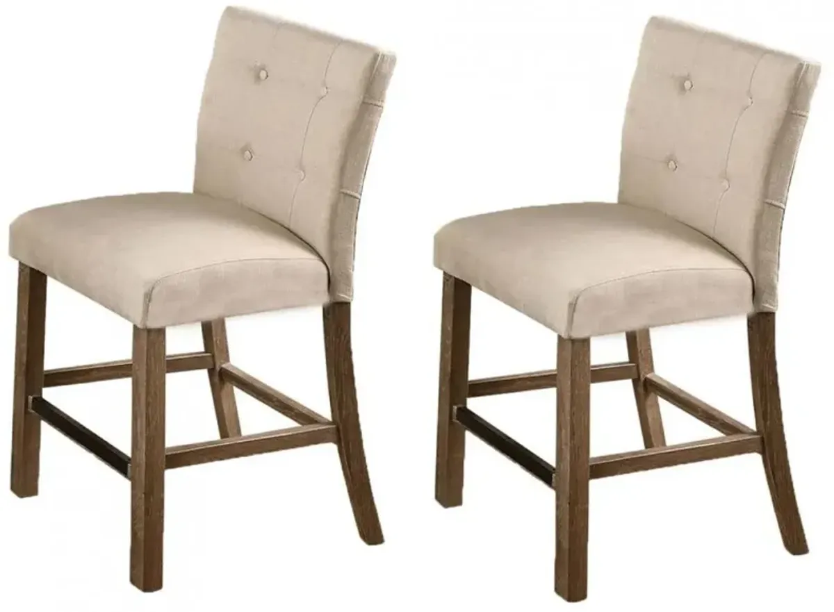 Best Master Hadley Solid Wood Counter Height Chair - Light Gray/Beige (Set of 2)