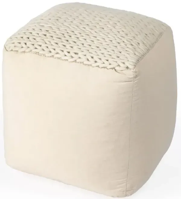 Butler Specialty Fernandos Woven Pouffe, Cream, Ivory