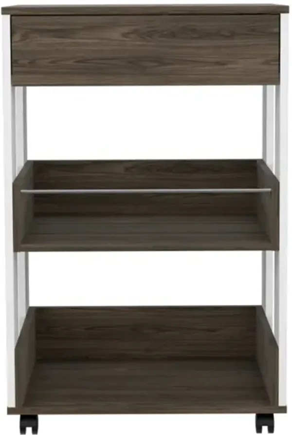 Streamdale Dering 1-Drawer 2-Shelf Kitchen Cart With Caster White And Dark Walnut