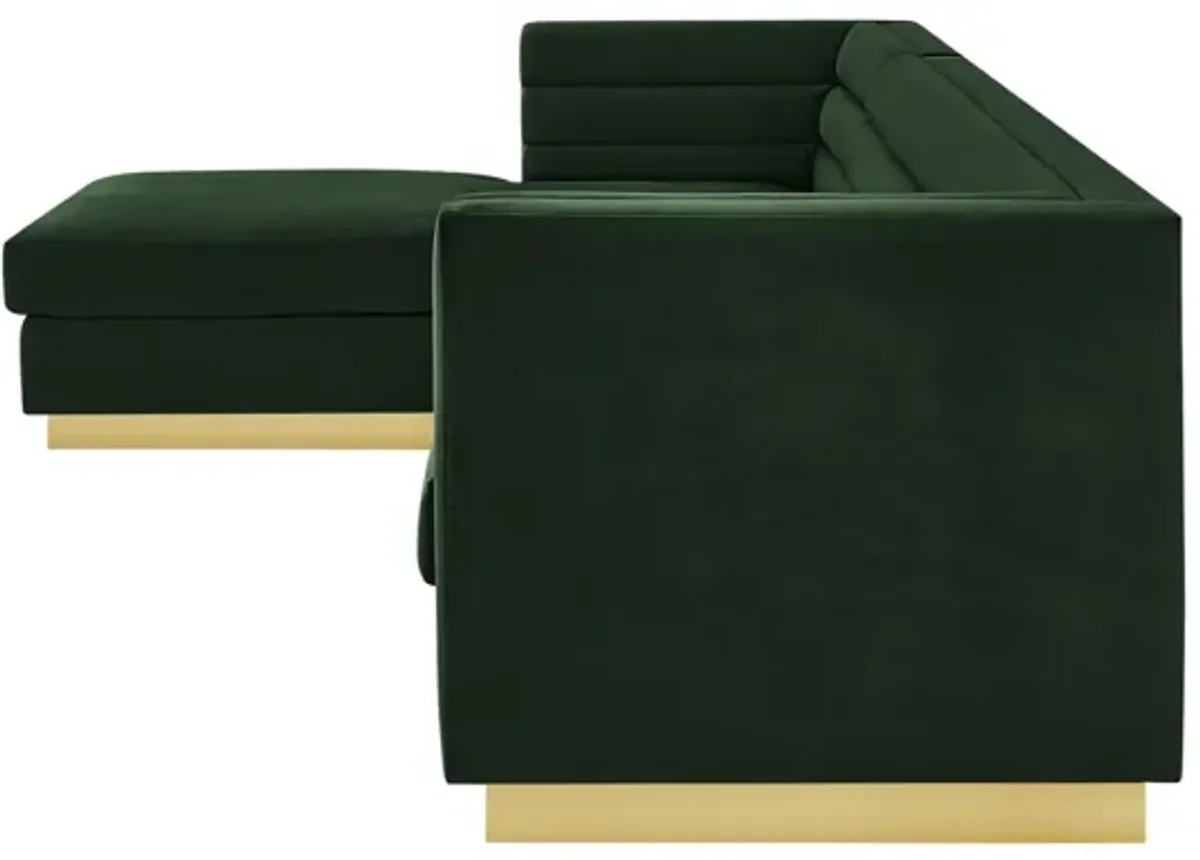 Inspired Home Eila Velvet Left Facing Chaise Sectional Sofa