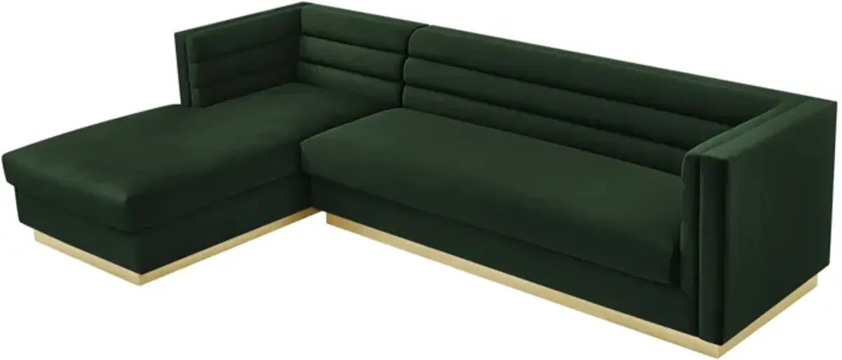 Inspired Home Eila Velvet Left Facing Chaise Sectional Sofa