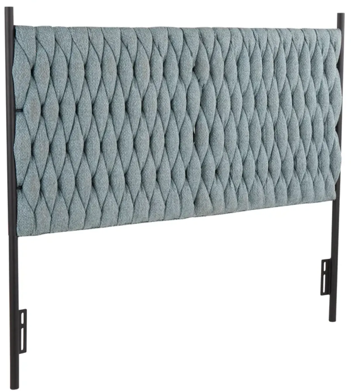 Braided Matisse Queen Size Headboard In Black Metal And Blue Fabric