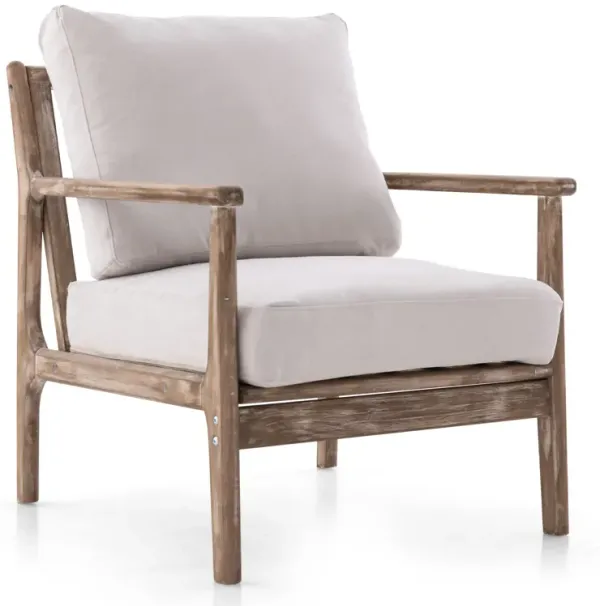 Modern Upholstered Accent Chair with Solid Rubber Wood Armrests