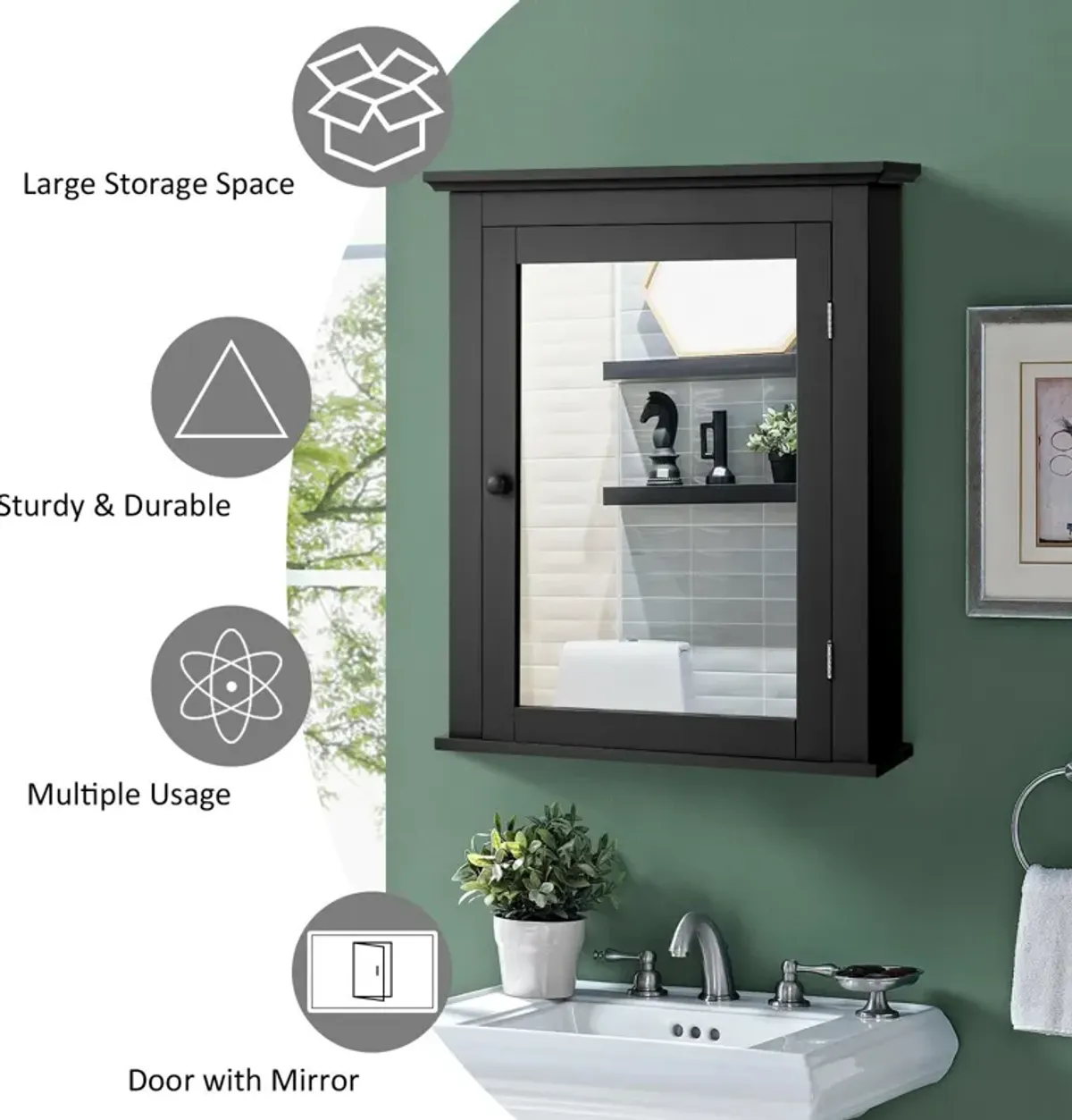 Bathroom Wall Mounted Storage Mirror Medicine Cabinet