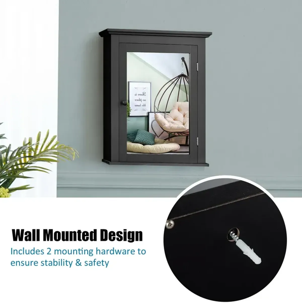 Bathroom Wall Mounted Storage Mirror Medicine Cabinet