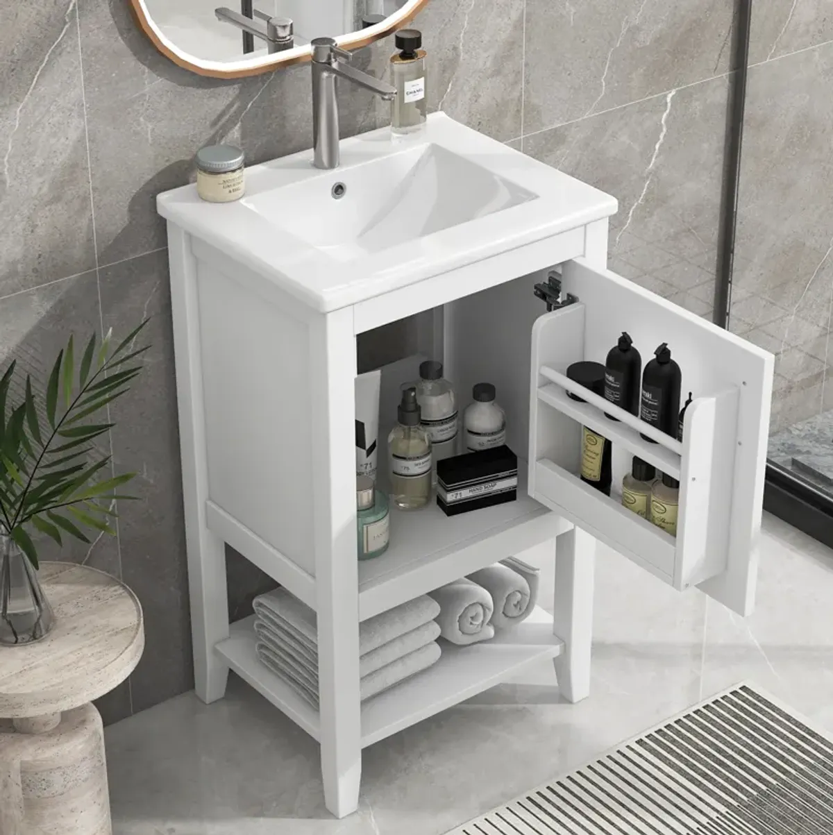 Modern Bathroom Vanity with Ceramic Sink