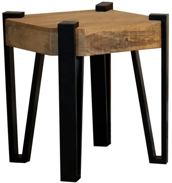Winston Wooden Square Top End Table Natural and Matte Black
