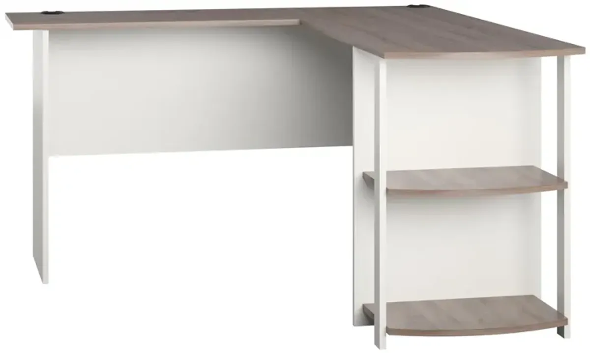 Dakota L Desk with Bookshelves, White