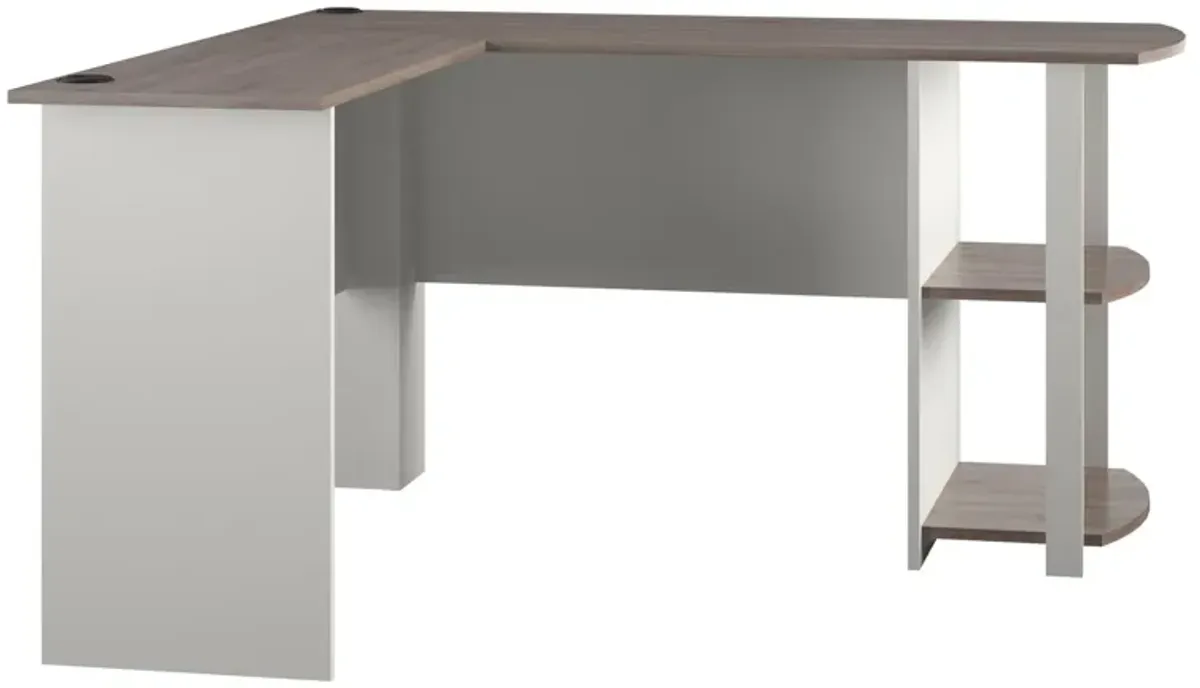 Dakota L Desk with Bookshelves, White