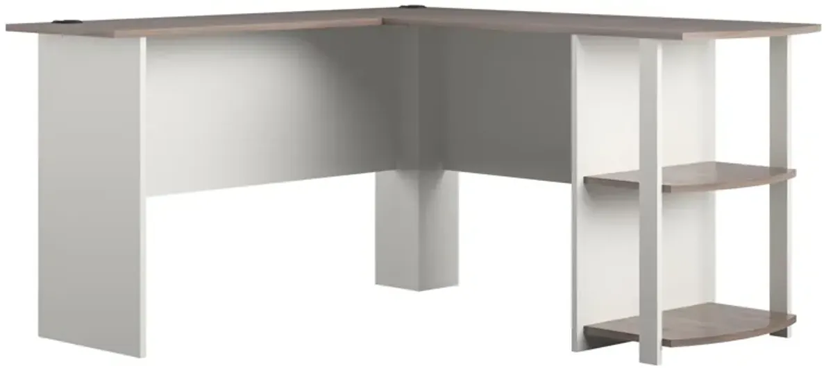 Dakota L Desk with Bookshelves, White