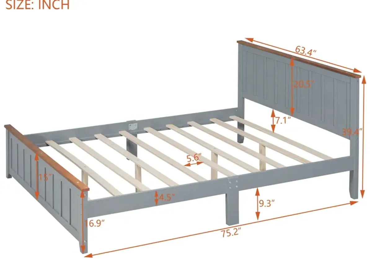 Merax Simple Style Platform Bed  with Wooden Slat Support