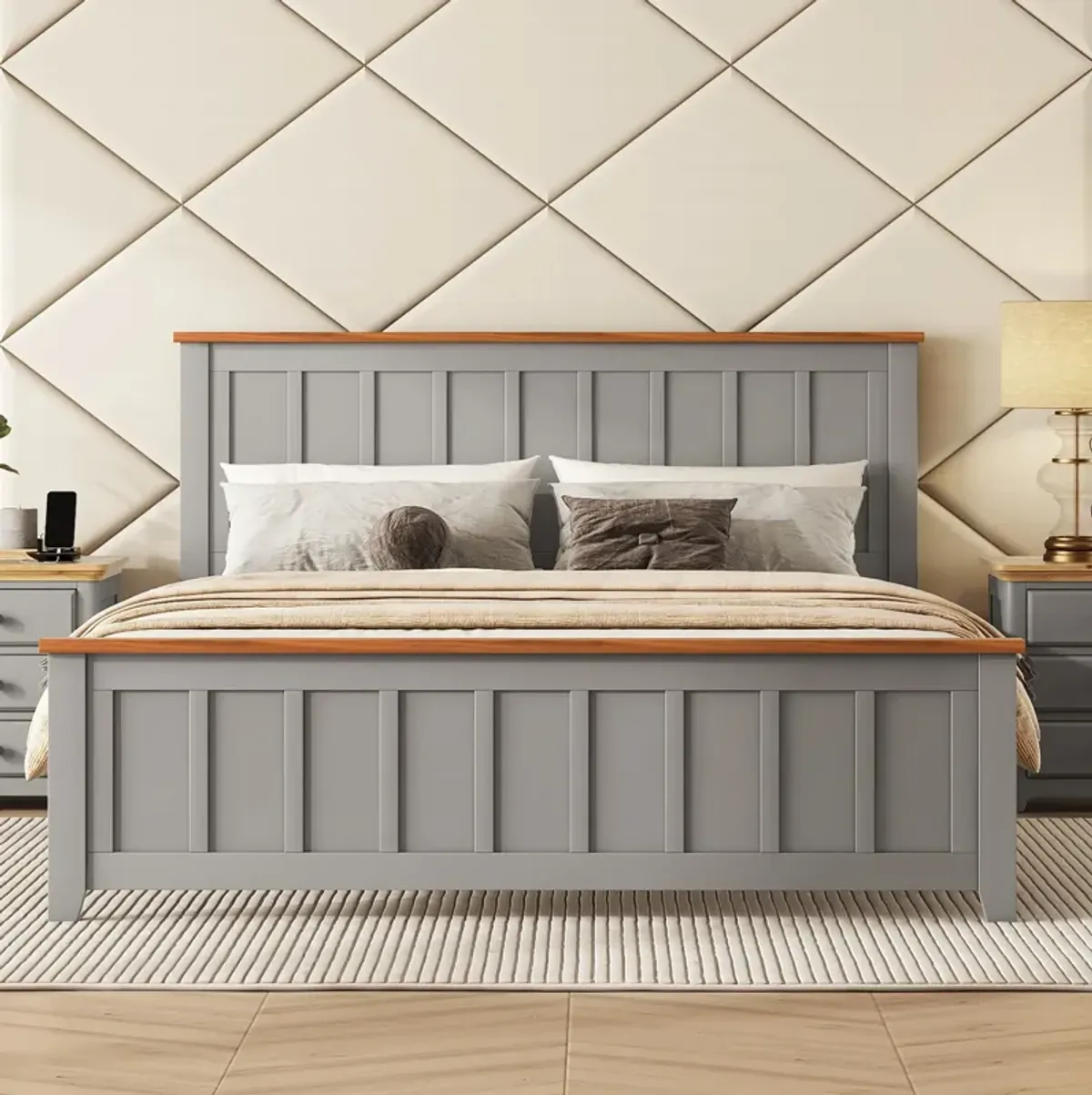 Merax Simple Style Platform Bed  with Wooden Slat Support