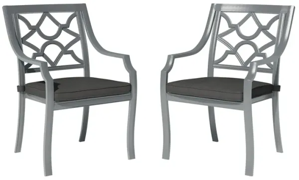 Mondawe 2 Pieces Powder Coated Cast Aluminum Outdoor Dining Armchair with Cushion