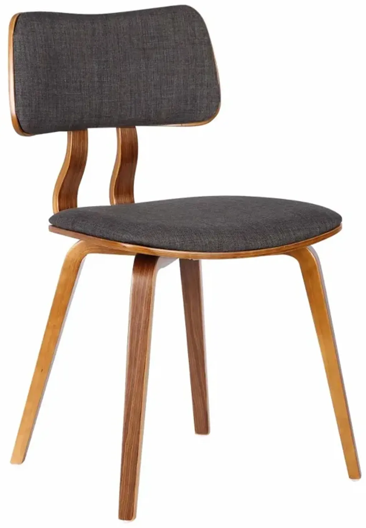 Fabric Upholstered Split Curved Back Wood Dining Chair, Brown and Dark Gray-Benzara