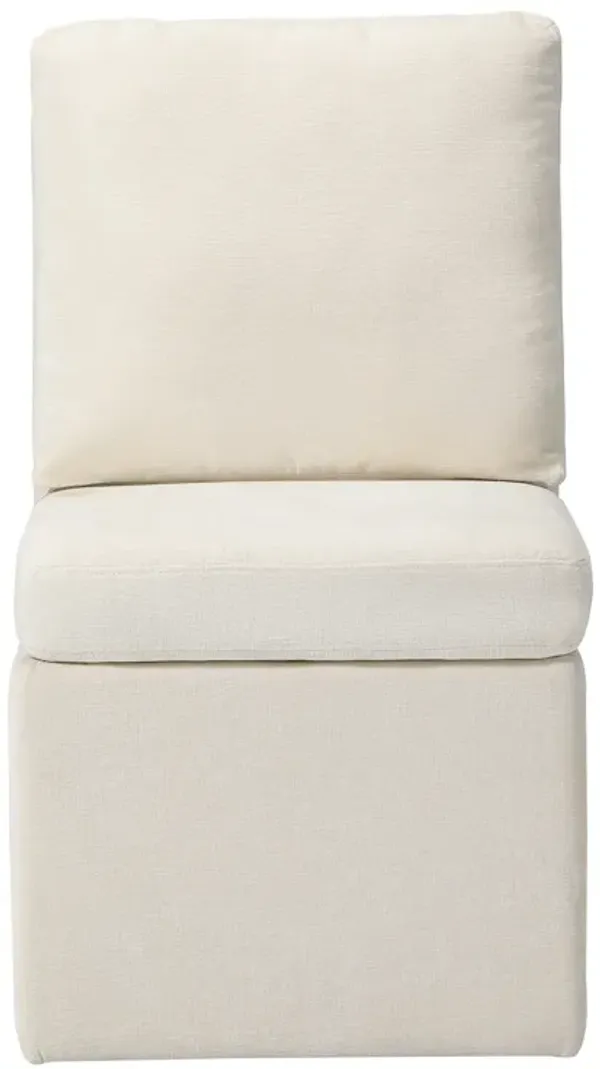 WestinTrends Modern Upholstered Chenille Armless Dining Chairs With Casters