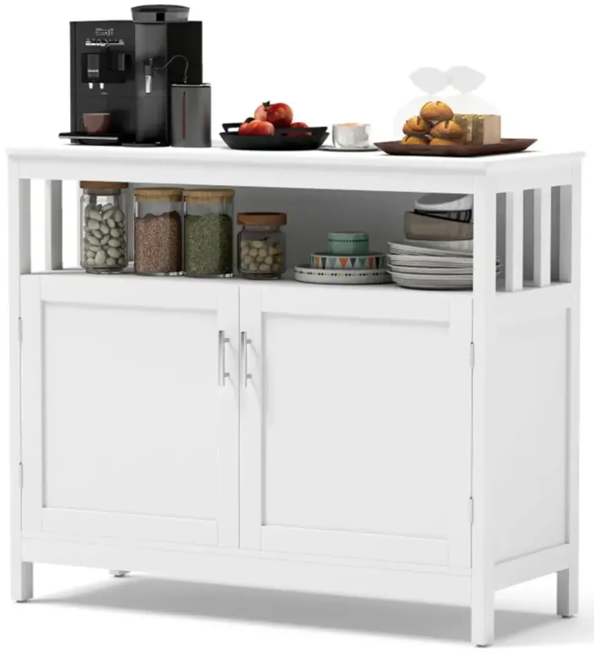 Hivvago Kitchen Buffet Server Sideboard Storage Cabinet with 2 Doors and Shelf