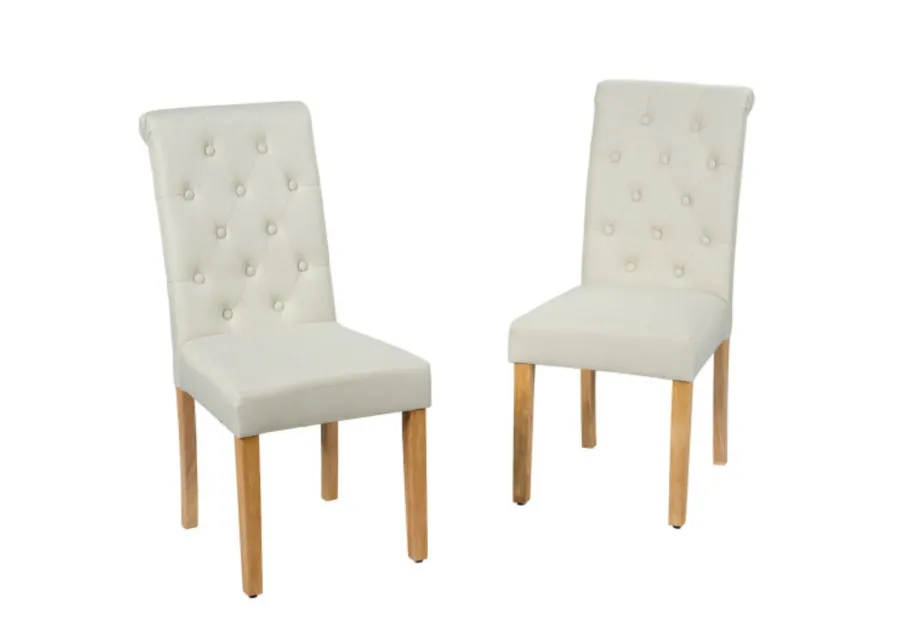 2 Pieces Tufted Dining Chair Set with Adjustable Anti-Slip Foot Pads