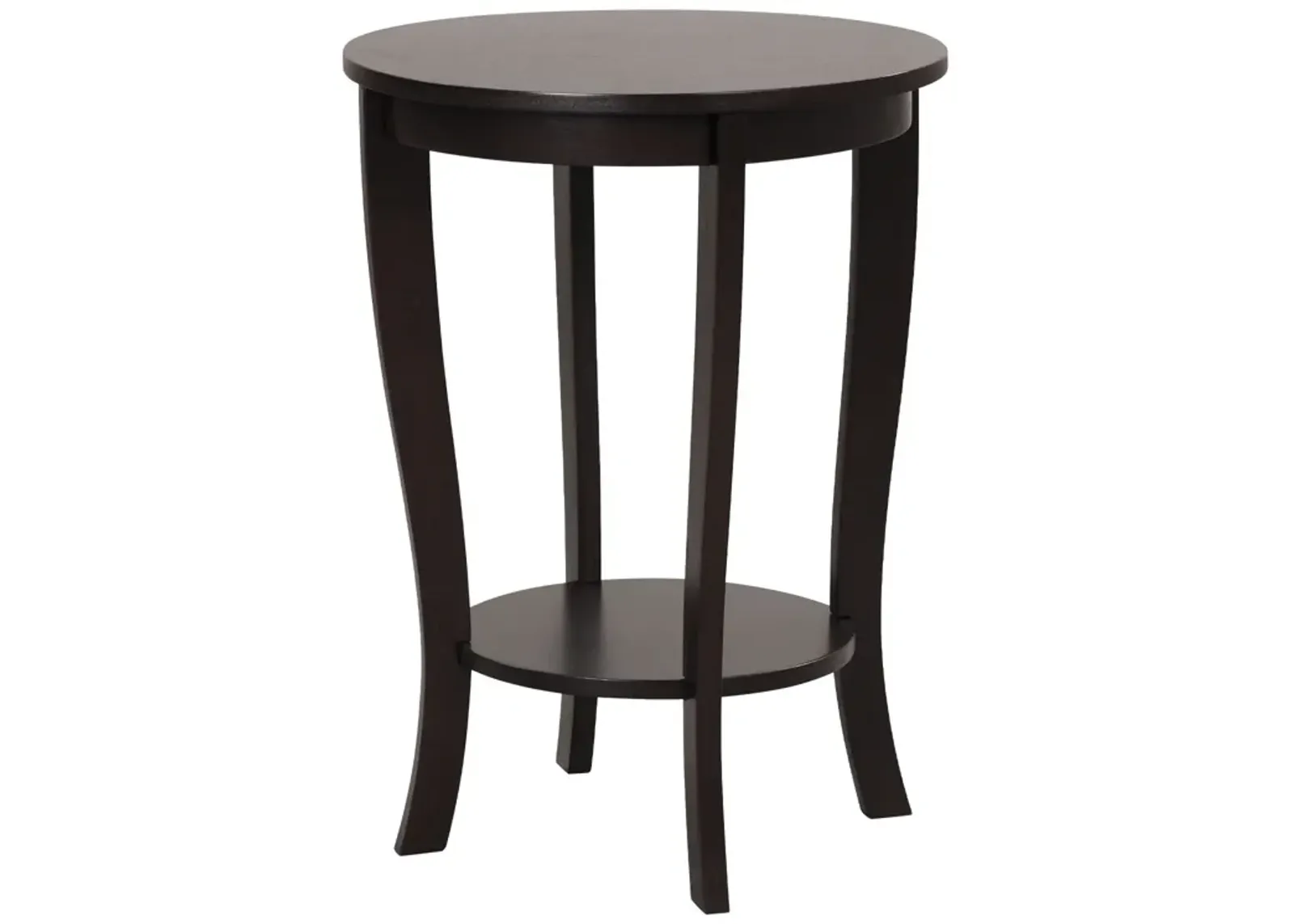 2-tier Round End Table with Solid Wood Legs